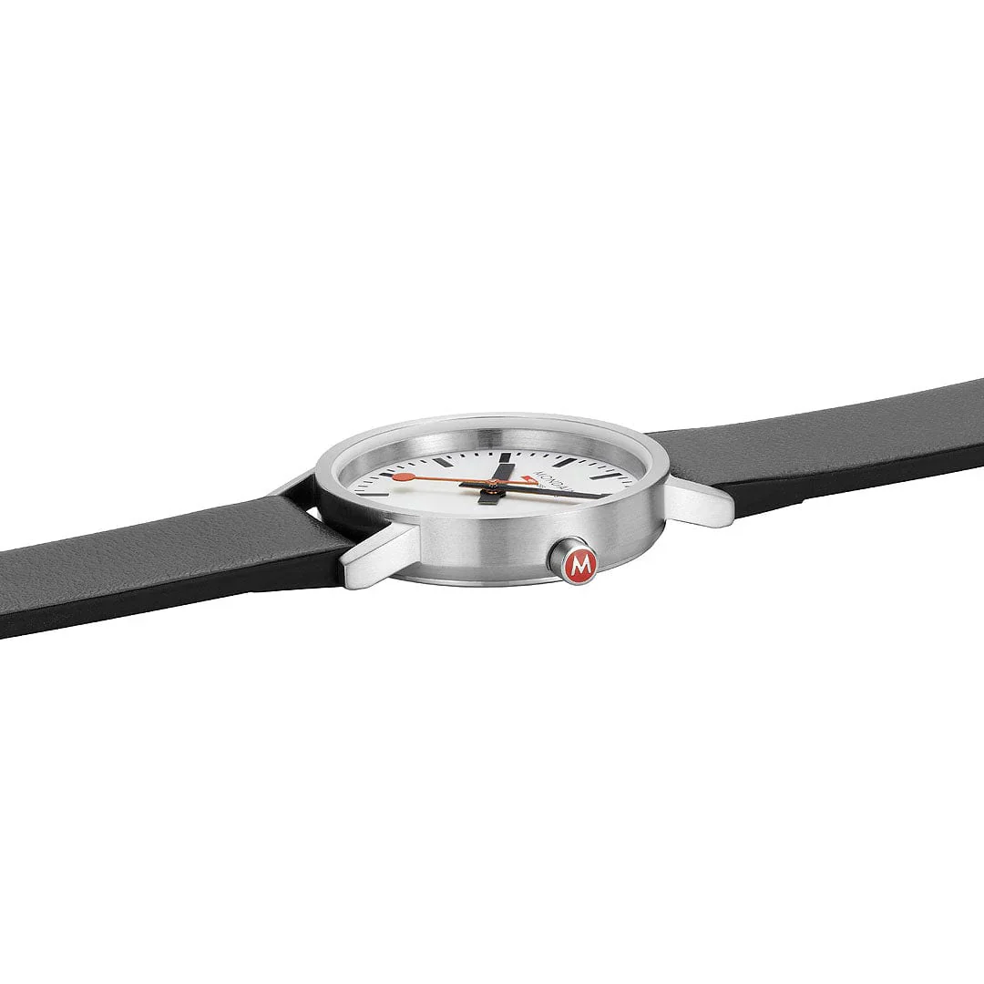 Mondaine Classic Brushed Steel Black vegan grape leather, 30 mm - Image 6