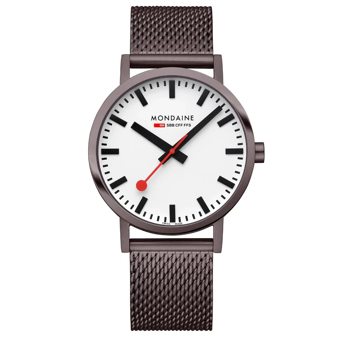 Mondaine Classic Brown Stainless Steel Mesh, 40 mm A660.30360.1BSBZ - Image 6