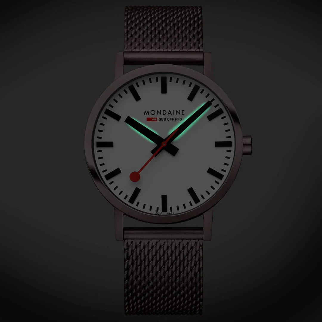 Mondaine Classic Brown Stainless Steel Mesh, 40 mm A660.30360.1BSBZ - Image 8