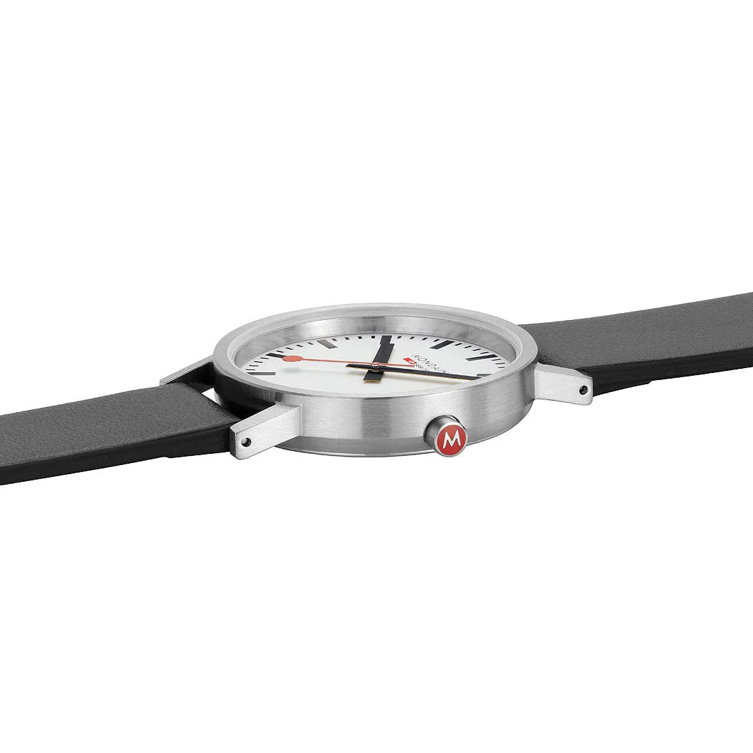 Mondaine CLASSIC BRUSHED CASE, BLACK VEGAN GRAPE LEATHER, 36 MM A660.30314.16SBBV - Image 7