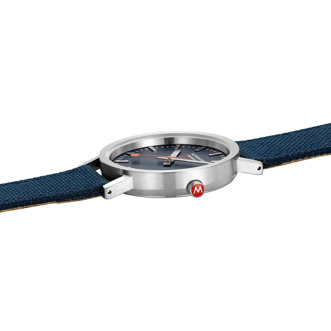 Mondaine Classic Brushed Steel Deep Ocean Blue Textile, 36 mm - Image 7