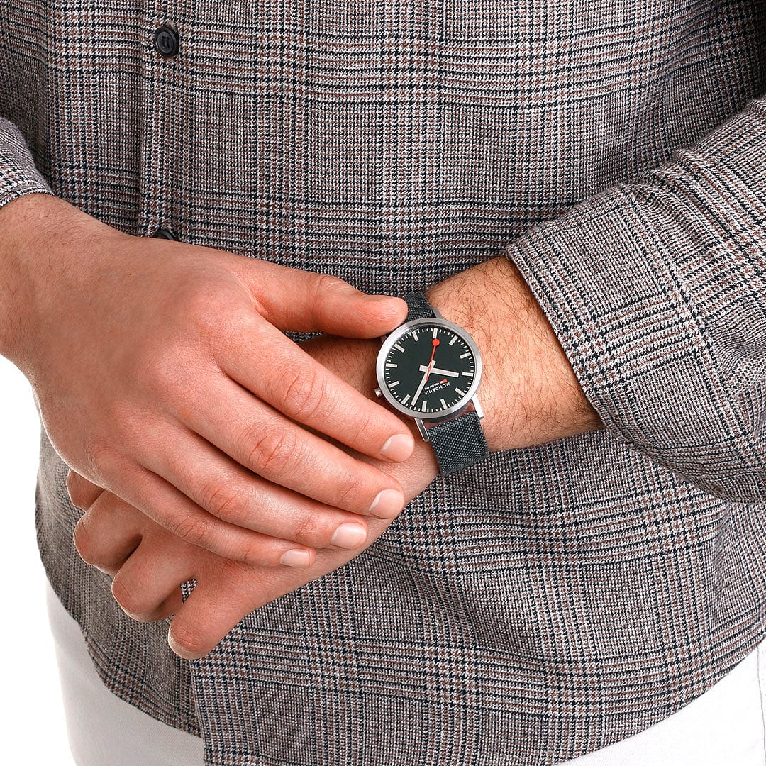 Mondaine Classic Brushed Steel Forest Green Textile, 40 mm Men's Watch - Image 4