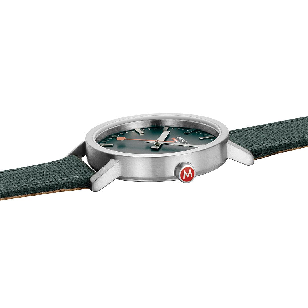 Mondaine Classic Brushed Steel Forest Green Textile, 40 mm Men's Watch - Image 7