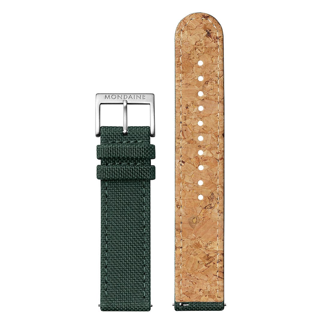 Mondaine Classic Brushed Steel Forest Green Textile, 40 mm Men's Watch - Image 8