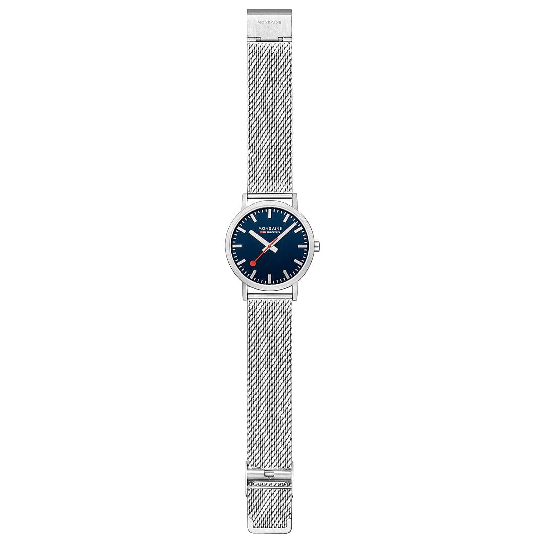 Mondaine Classic Silver Stainless Steel Bracelet with Deep Ocean Blue Dial, 40 mm Watch - Image 3