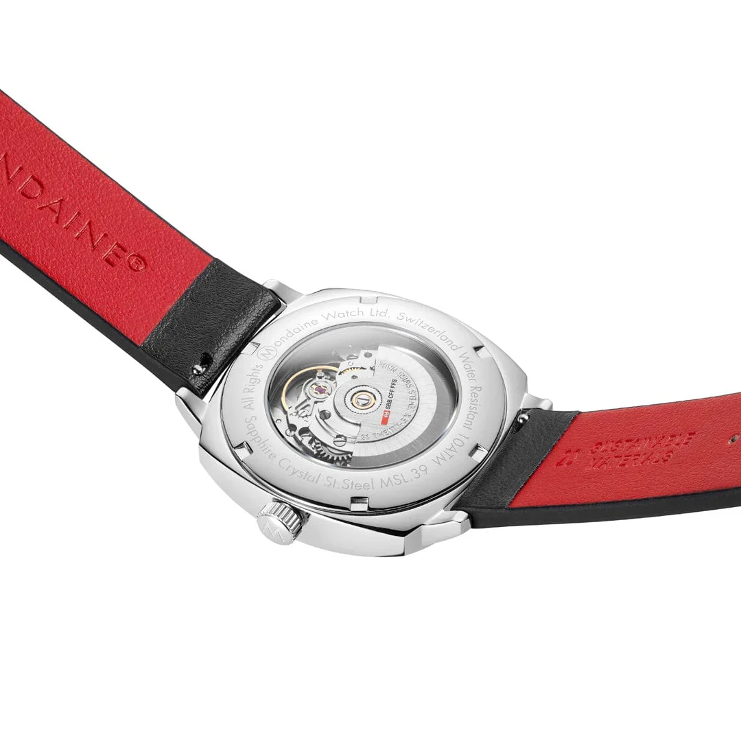 Mondaine Cushion Automatic Watch 39 mm, Black Vegan Leather MSL.3961B.LBV - Image 11