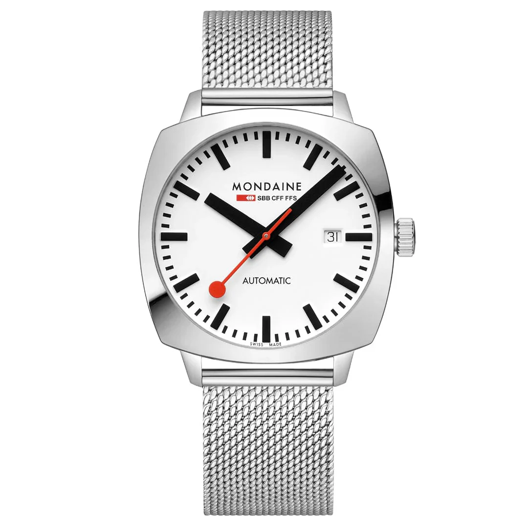 Mondaine Cushion Automatic 39 mm, Stainless Steel Mesh, MSL.3961B.SM - Image 7