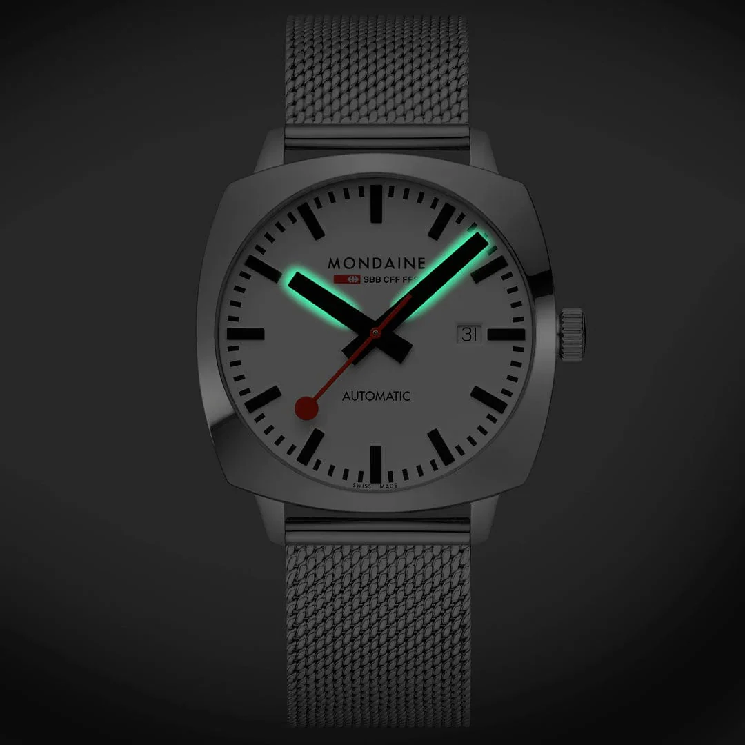 Mondaine Cushion Automatic 39 mm, Stainless Steel Mesh, MSL.3961B.SM - Image 9