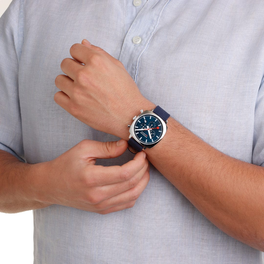 Mondaine Cushion Ocean Blue 41 mm Chronograph Watch MSL.41440.LD.SET - Image 11