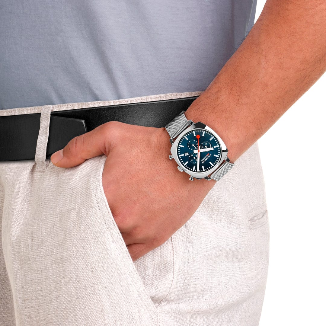 Mondaine Cushion Ocean Blue 41 mm Chronograph Watch MSL.41440.LD.SET - Image 12
