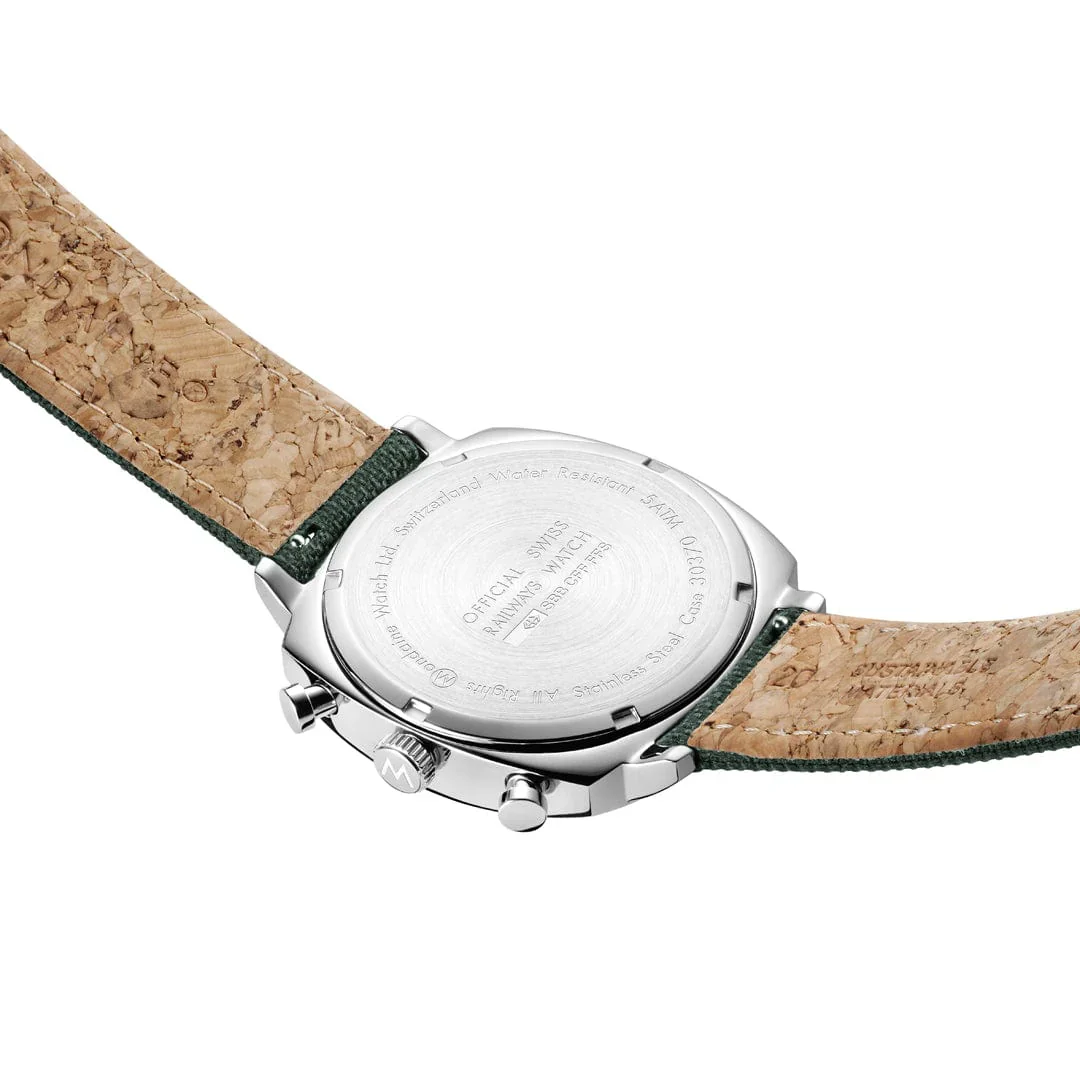 Mondaine Cushion Park Green 41 mm Chronograph Watch MSL.41460.LF.SET - Image 7