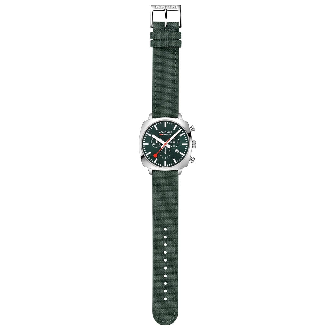 Mondaine Cushion Park Green 41 mm Chronograph Watch MSL.41460.LF.SET - Image 9