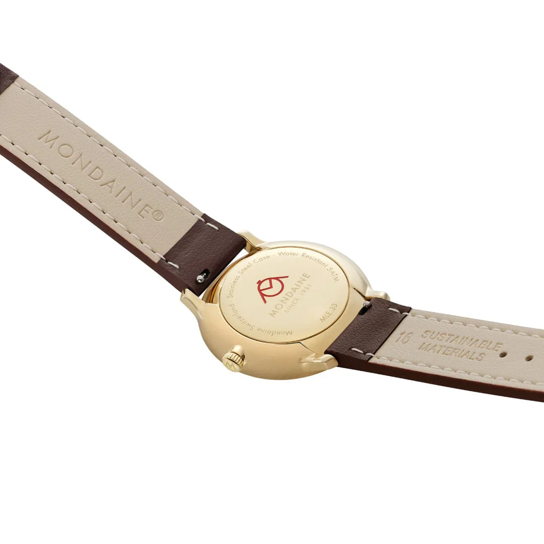 Mondaine Doppio 33 mm Brown Vegan Grape Leather - Image 3