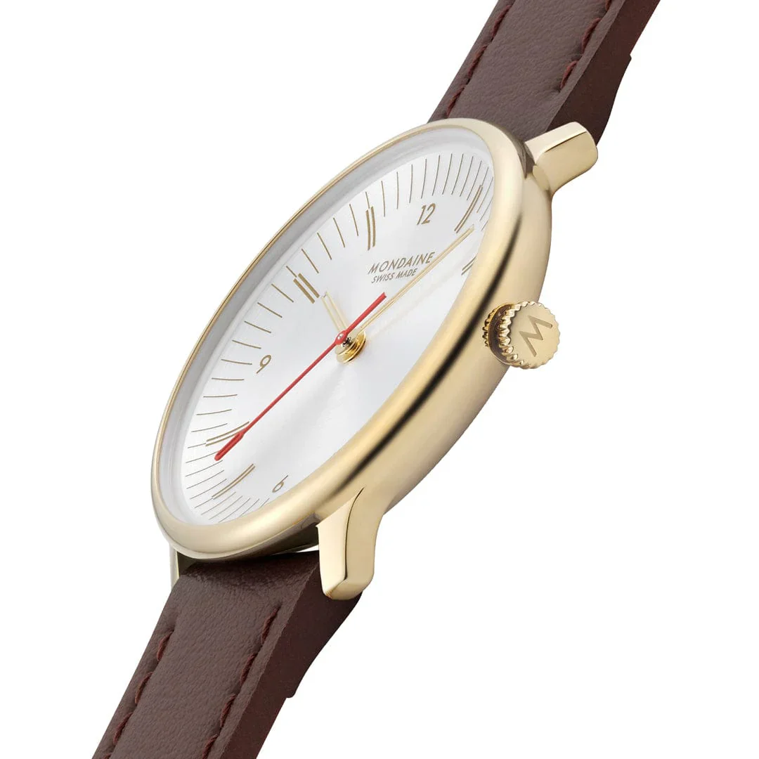 Mondaine Doppio 33 mm Brown Vegan Grape Leather - Image 6
