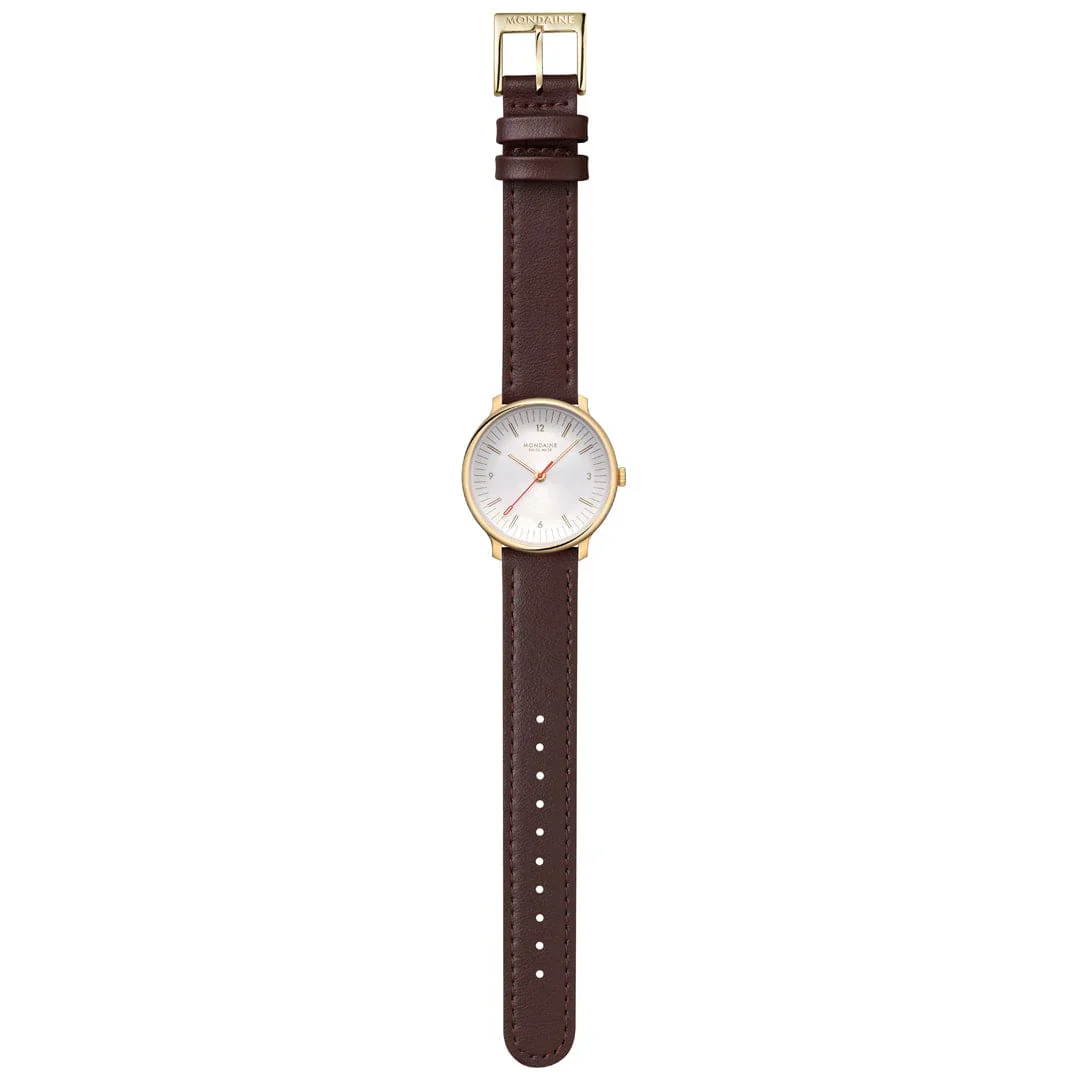 Mondaine Doppio 33 mm Brown Vegan Grape Leather - Image 8