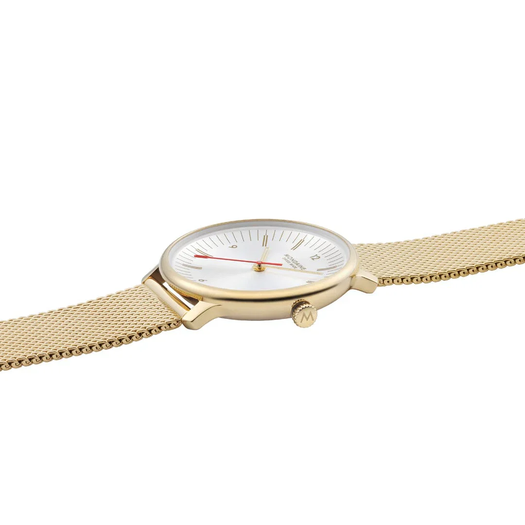 Mondaine Doppio 33 mm IP Gold Stainless Steel Mesh Strap - Image 10