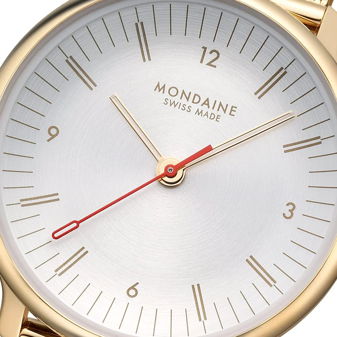 Mondaine Doppio 33 mm IP Gold Stainless Steel Mesh Strap - Image 2