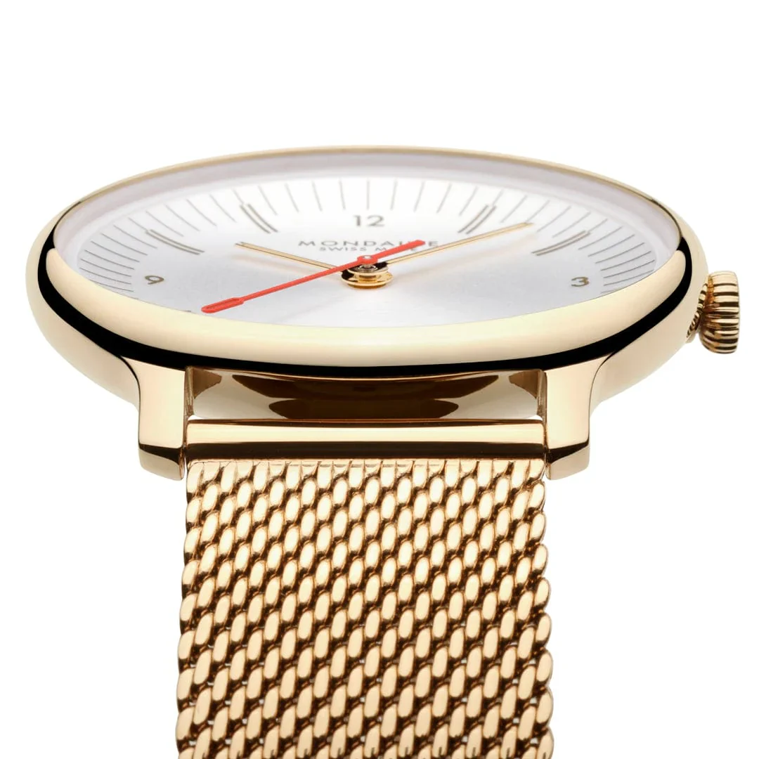 Mondaine Doppio 33 mm IP Gold Stainless Steel Mesh Strap - Image 3