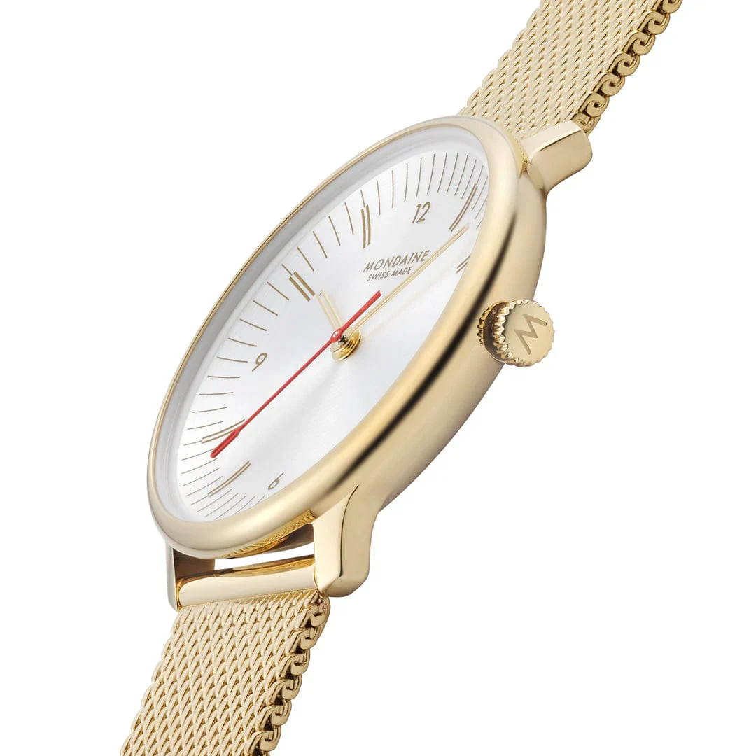 Mondaine Doppio 33 mm IP Gold Stainless Steel Mesh Strap - Image 4