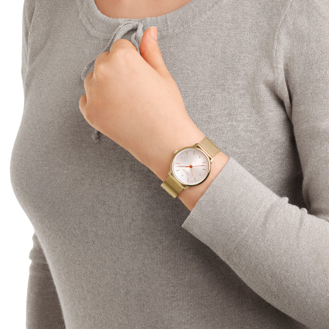 Mondaine Doppio 33 mm IP Gold Stainless Steel Mesh Strap - Image 5