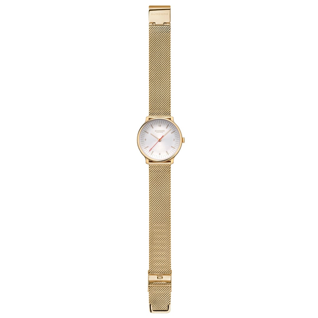 Mondaine Doppio 33 mm IP Gold Stainless Steel Mesh Strap - Image 7
