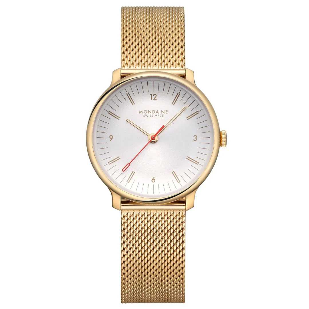 Mondaine Doppio 33 mm IP Gold Stainless Steel Mesh Strap - Image 9