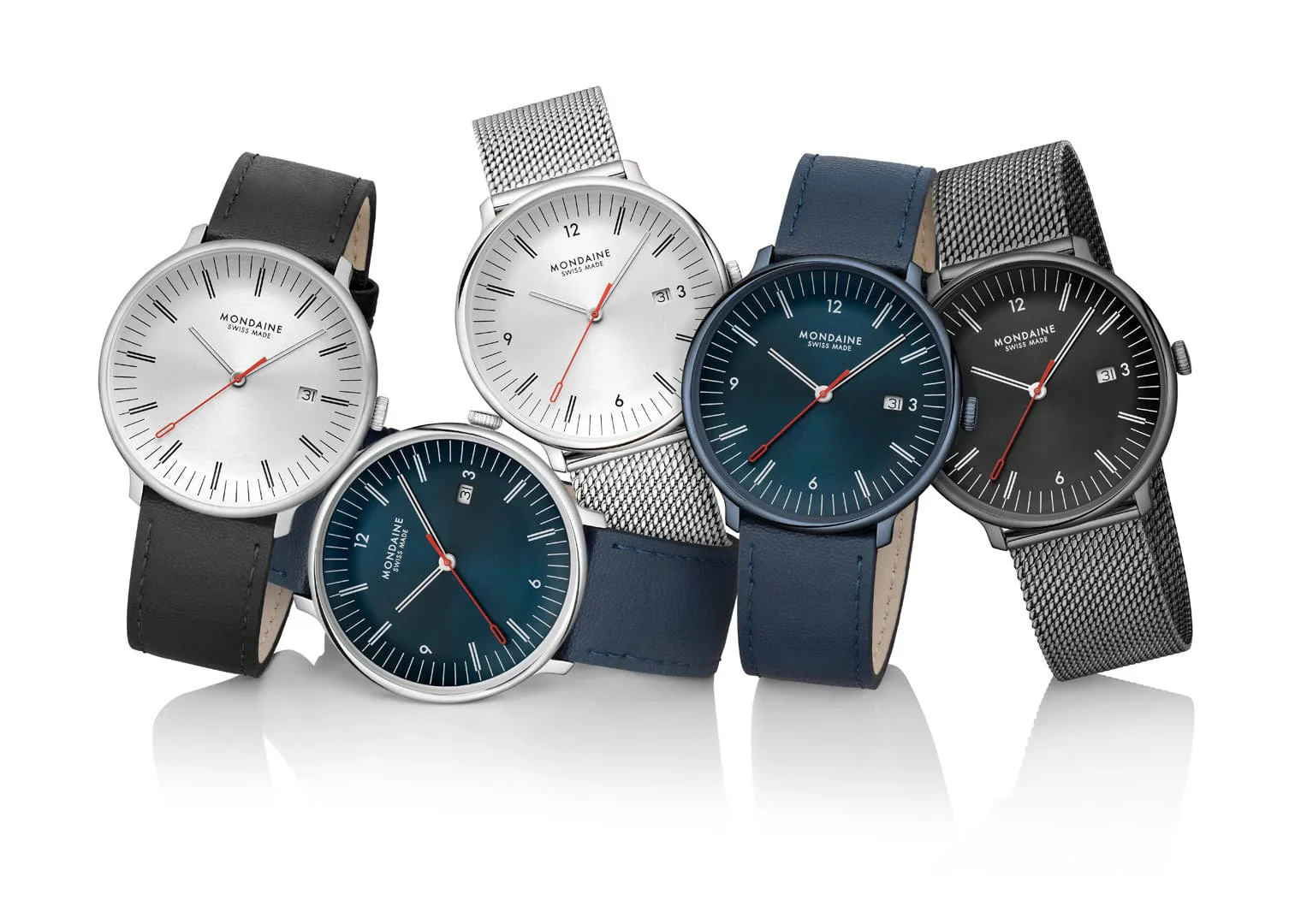 Mondaine Doppio 41 mm Blue Vegan Apple Leather Strap - Image 3