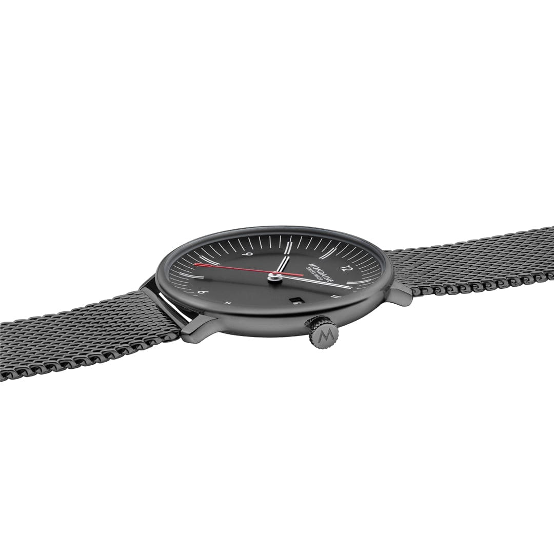 Mondaine Doppio 41 mm IP Gun Stainless Steel Mesh Men's Watch - Image 12
