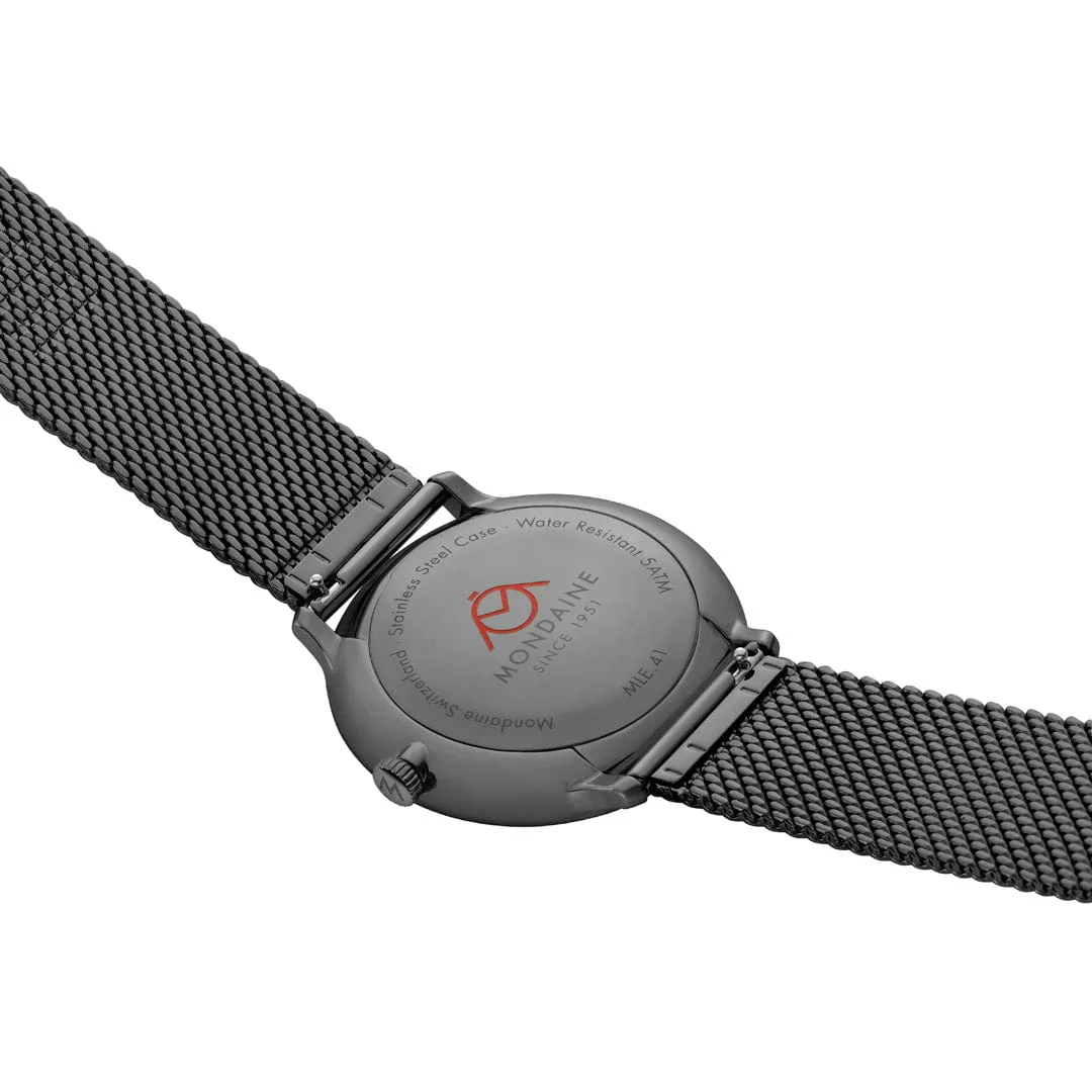 Mondaine Doppio 41 mm IP Gun Stainless Steel Mesh Men's Watch - Image 2