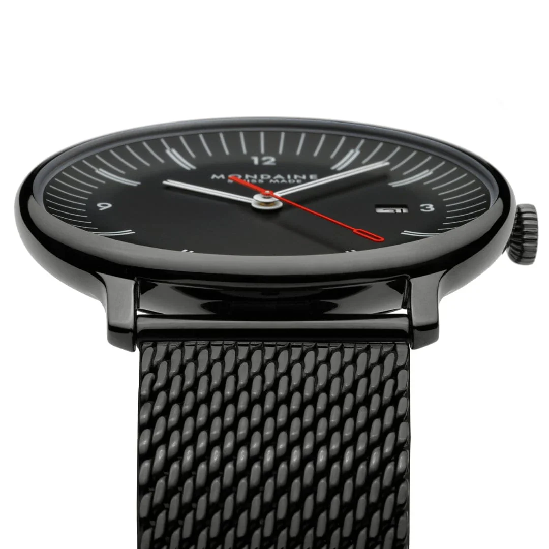 Mondaine Doppio 41 mm IP Gun Stainless Steel Mesh Men's Watch - Image 4