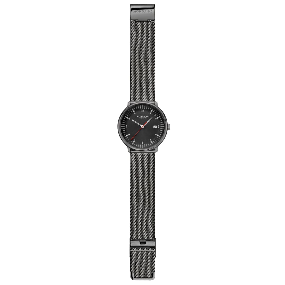 Mondaine Doppio 41 mm IP Gun Stainless Steel Mesh Men's Watch - Image 6
