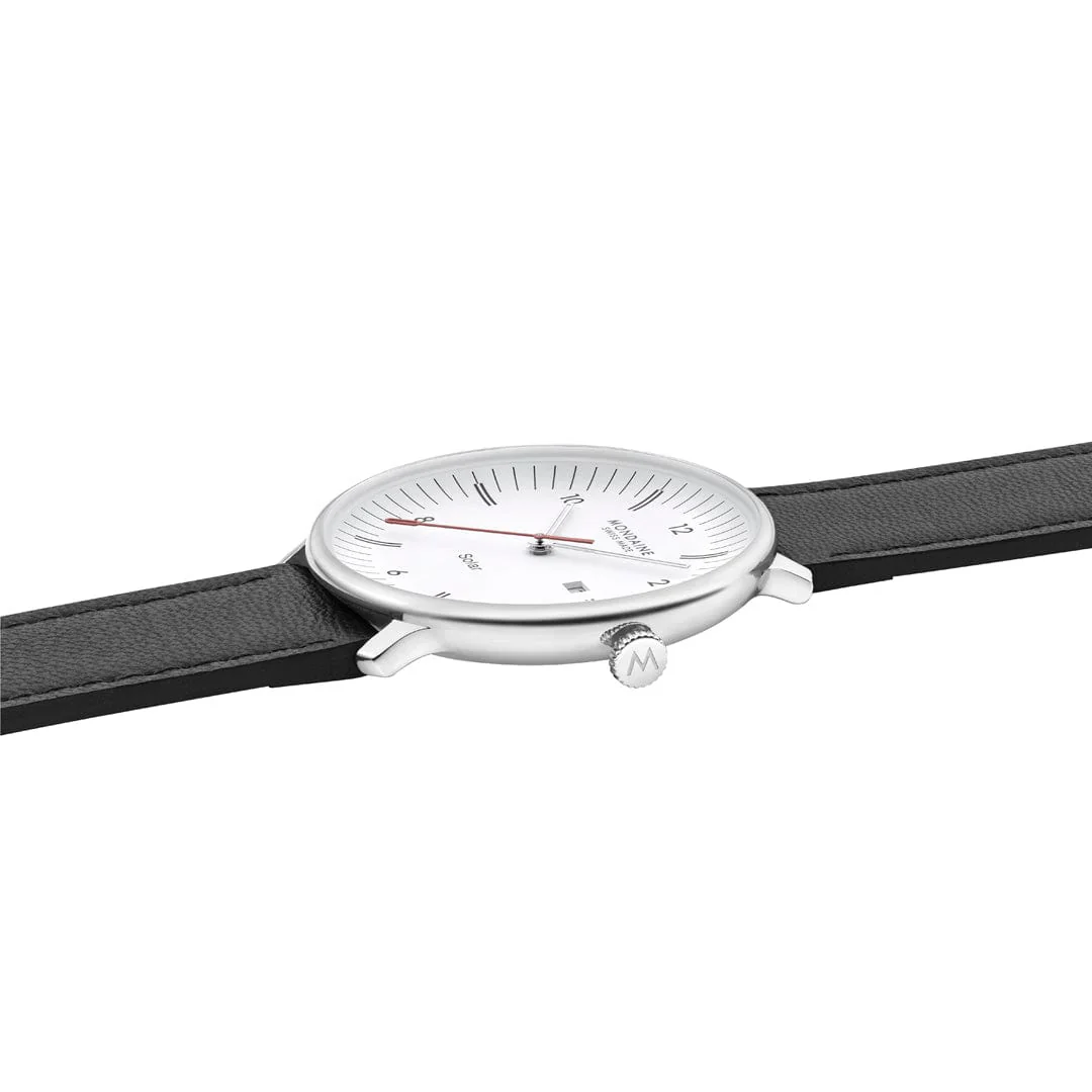 Mondaine Doppio Solar Powered 41 mm Black Vegan Apple Leather Strap - Image 12