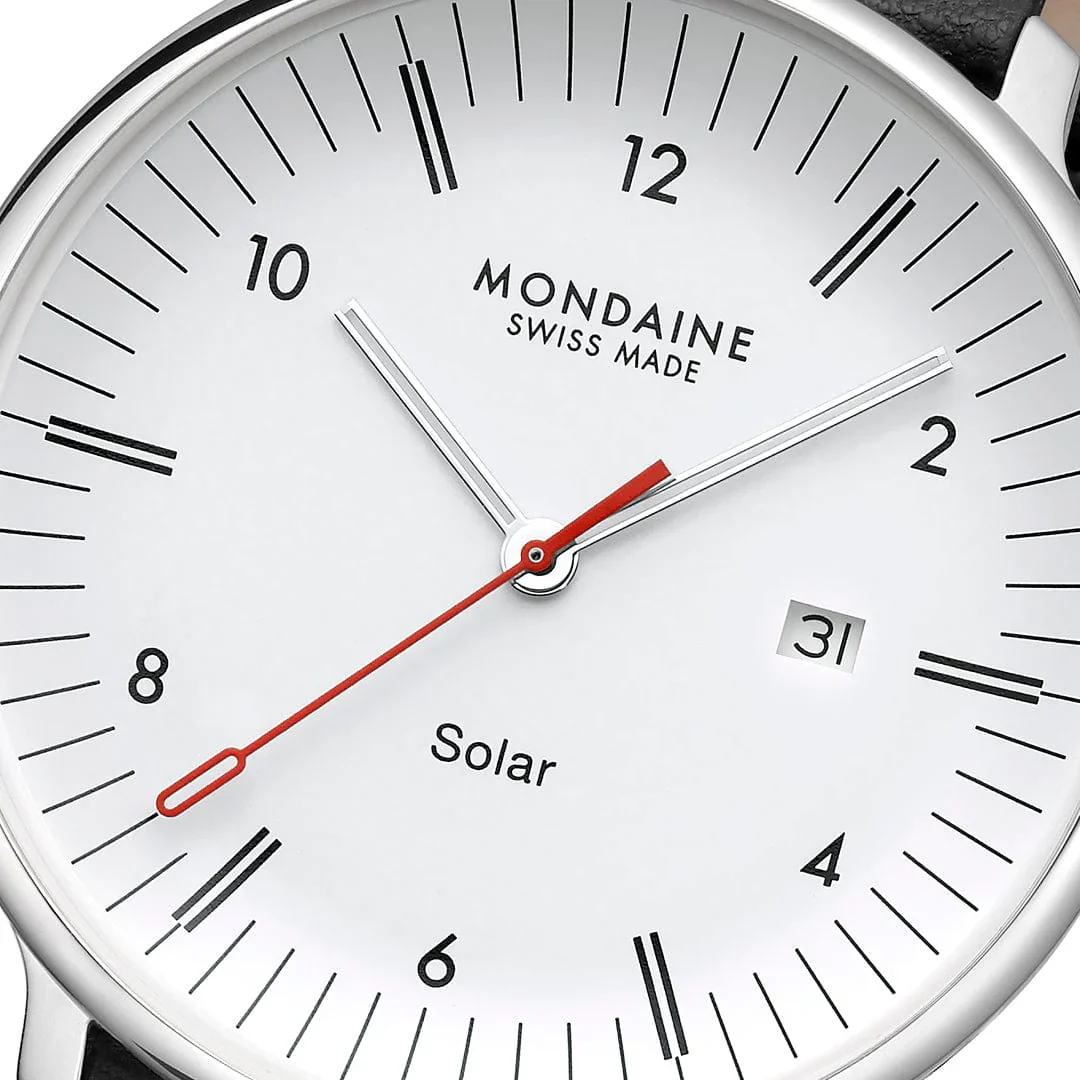 Mondaine Doppio Solar Powered 41 mm Black Vegan Apple Leather Strap - Image 4