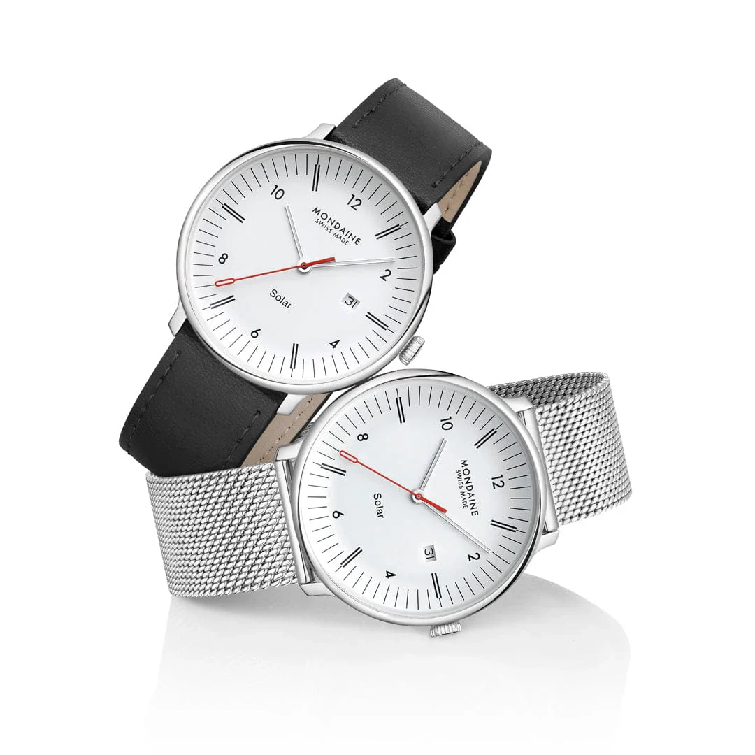 Mondaine Doppio Solar Powered 41 mm Stainless Steel Mesh Men's Watch - Image 7