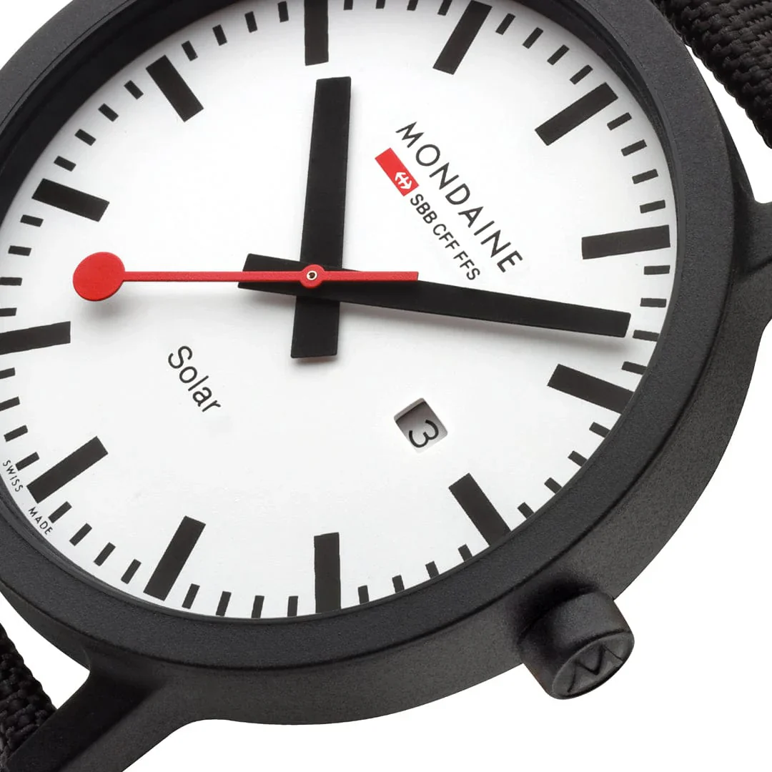 Mondaine Essence Solar Men's Watch, 41 mm, Black Watch Strap - Image 3