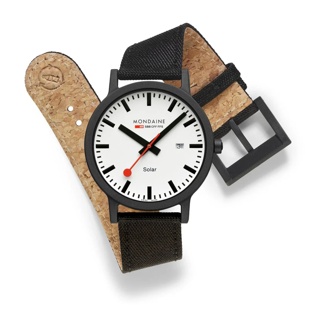 Mondaine Essence Solar Men's Watch, 41 mm, Black Watch Strap - Image 6