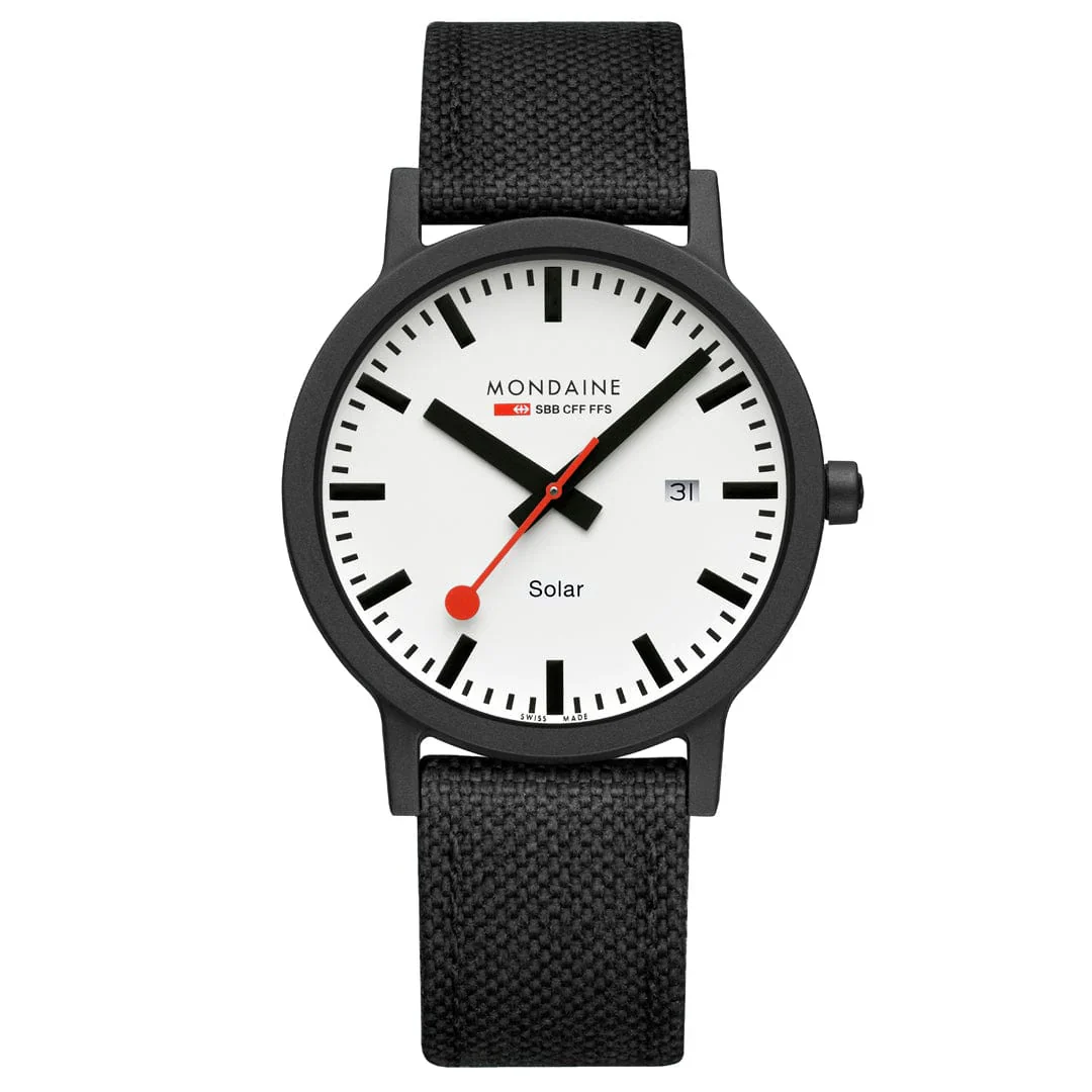 Mondaine Essence Solar Men's Watch, 41 mm, Black Watch Strap - Image 7