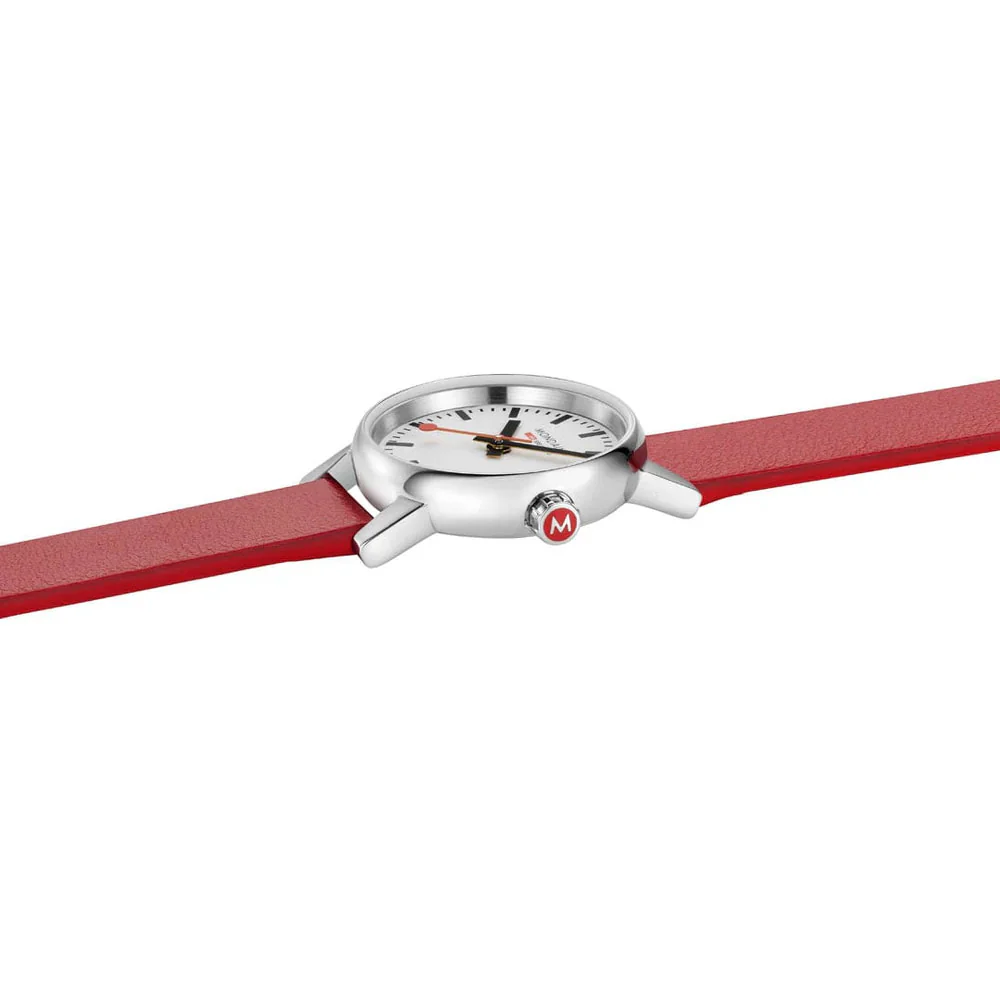 Mondaine EVO2 26 MM Watch, RED VEGAN GRAPE LEATHER - Image 4