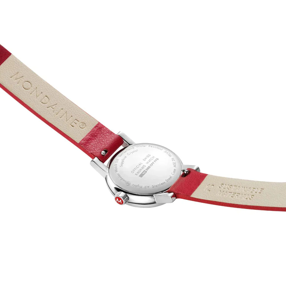 Mondaine EVO2 26 MM Watch, RED VEGAN GRAPE LEATHER - Image 5