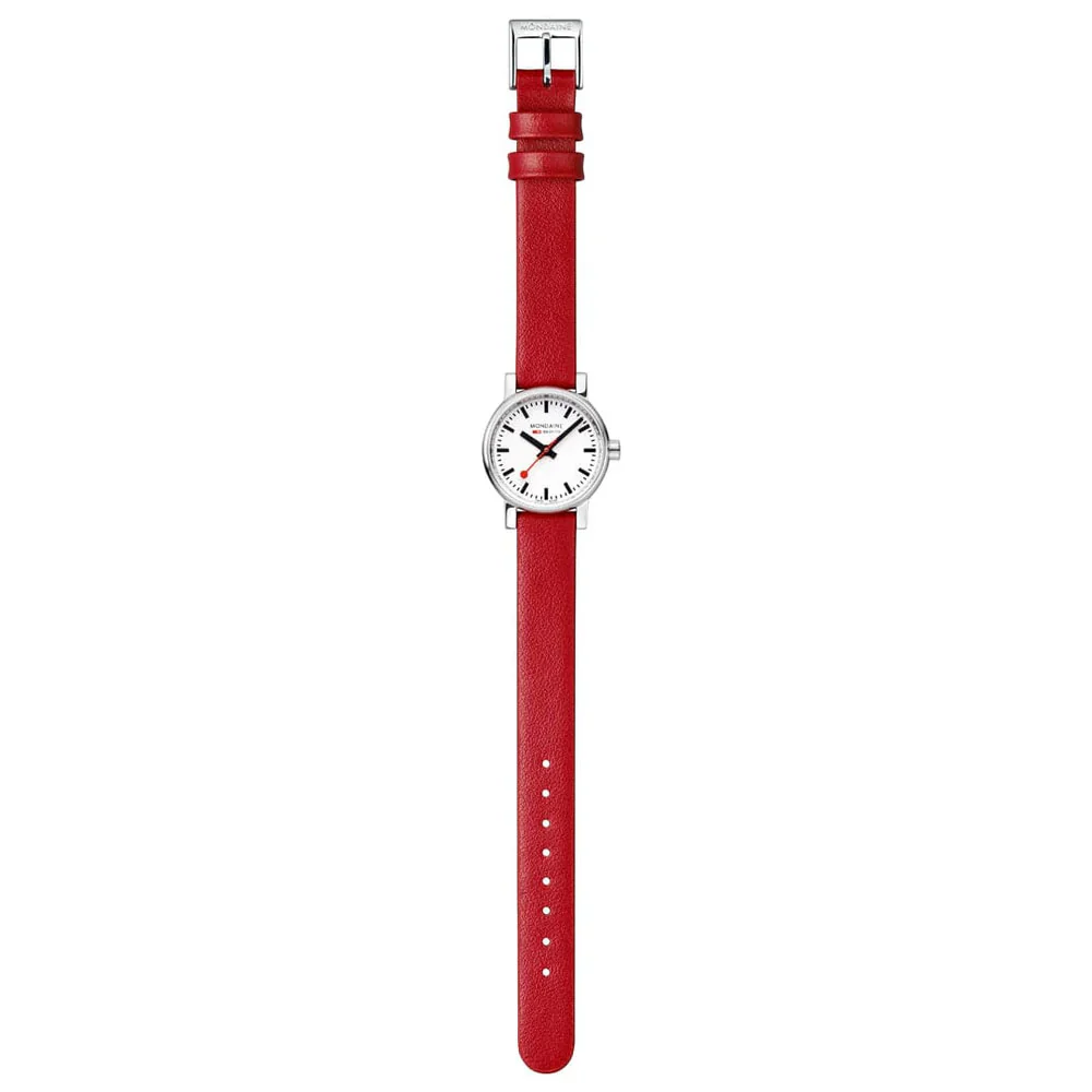 Mondaine EVO2 26 MM Watch, RED VEGAN GRAPE LEATHER - Image 8