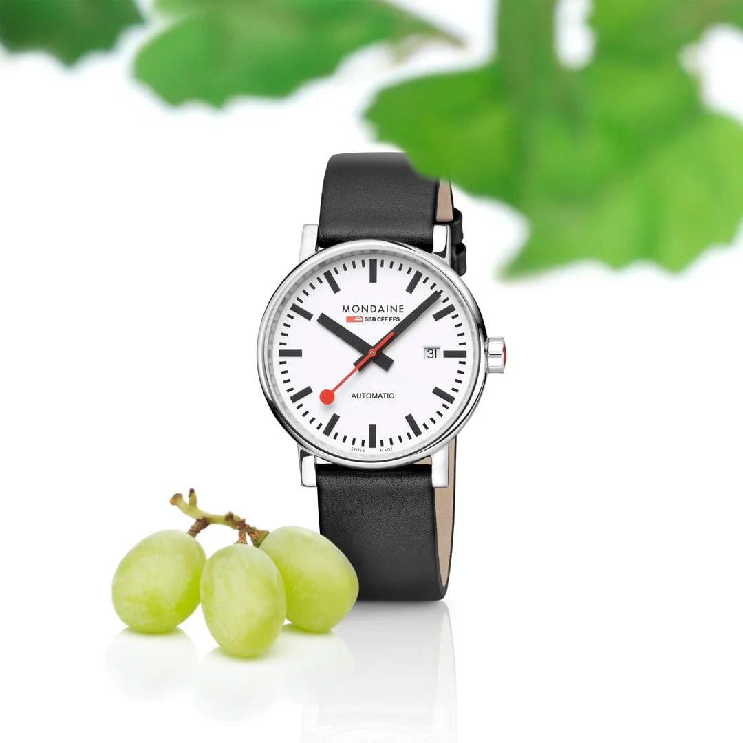 Mondaine Evo2 Automatic Men's Watch Black Vegan Leather Strap, 40 mm - Image 10