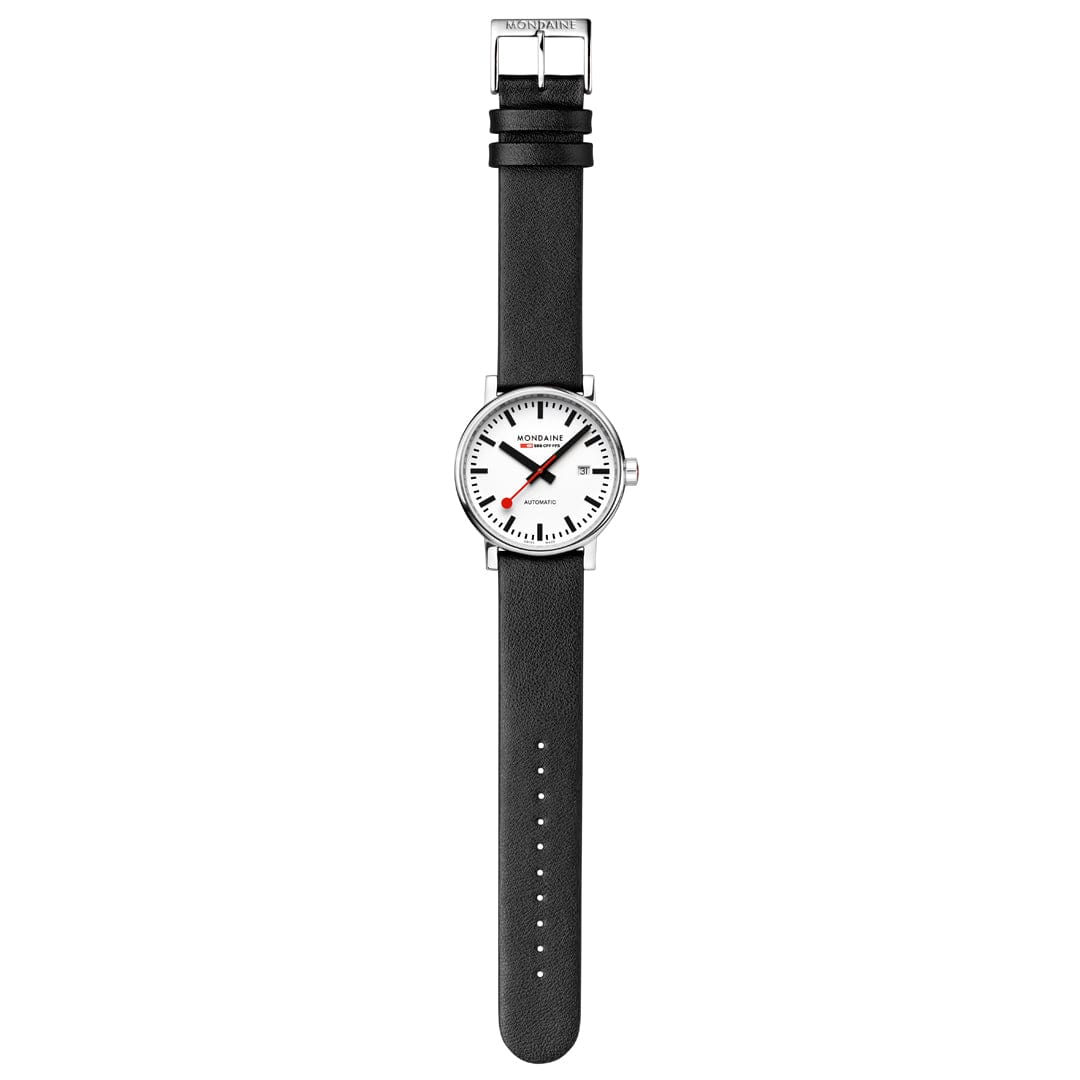 Mondaine Evo2 Automatic Men's Watch Black Vegan Leather Strap, 40 mm - Image 3