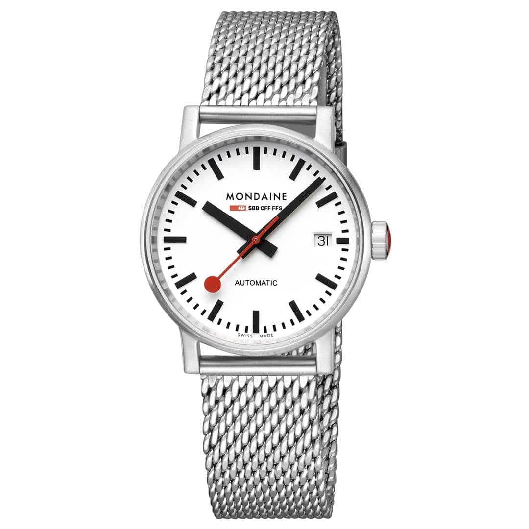 Mondaine Evo2 Automatic Men's Watch, Polished Steel, 35 mm, Stainless Steel Strap - Image 7
