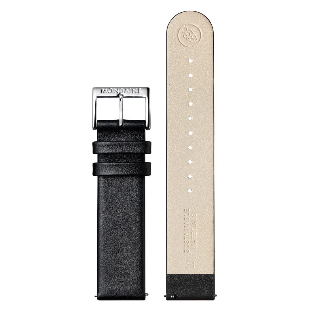 Mondaine EVO2 Automatic Watch, Polished Steel, 35 mm, Black Vegan Leather Strap - Image 7