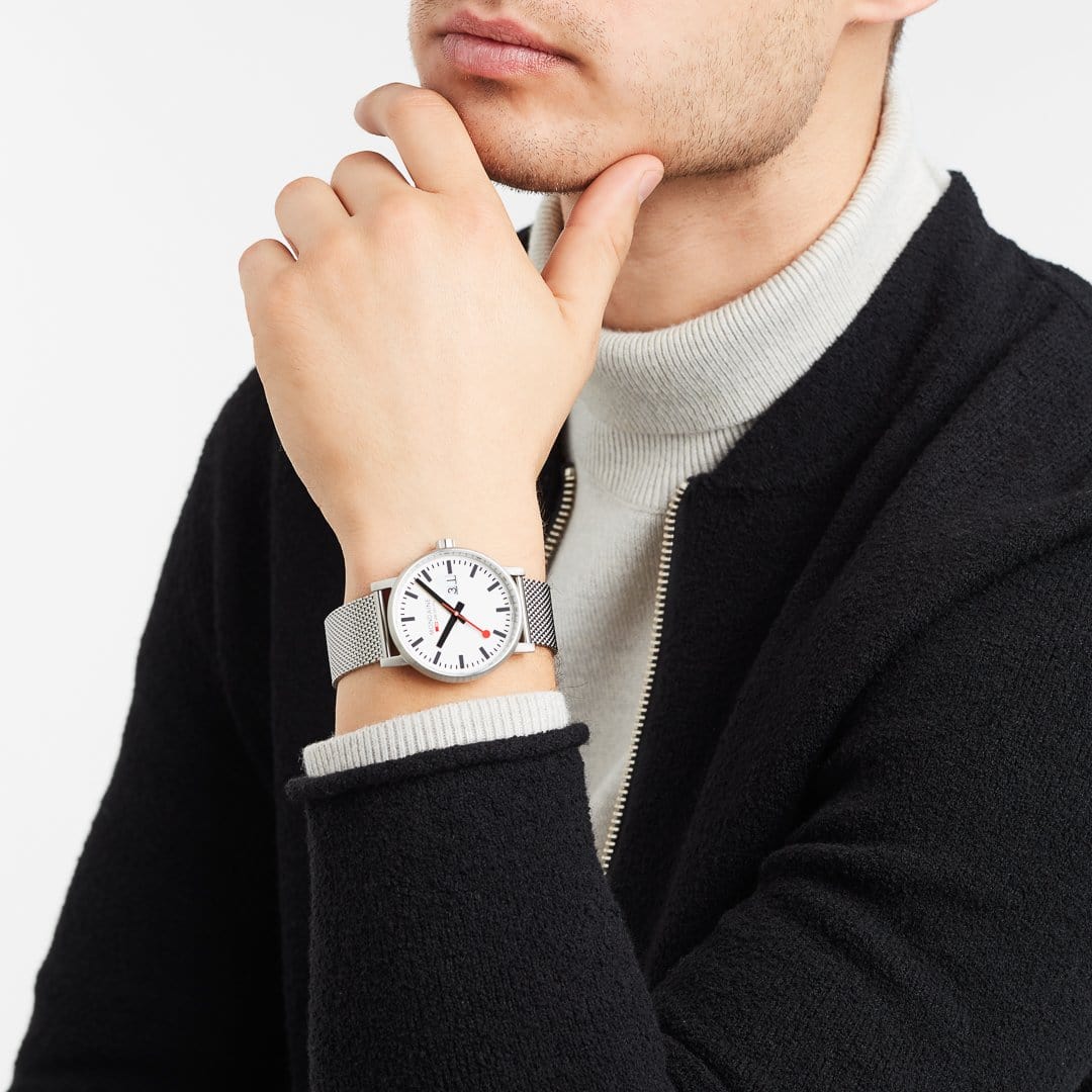 Mondaine Evo2 Men's Watch, Polished Steel, 40 mm, Stainless Steel Strap - Image 2
