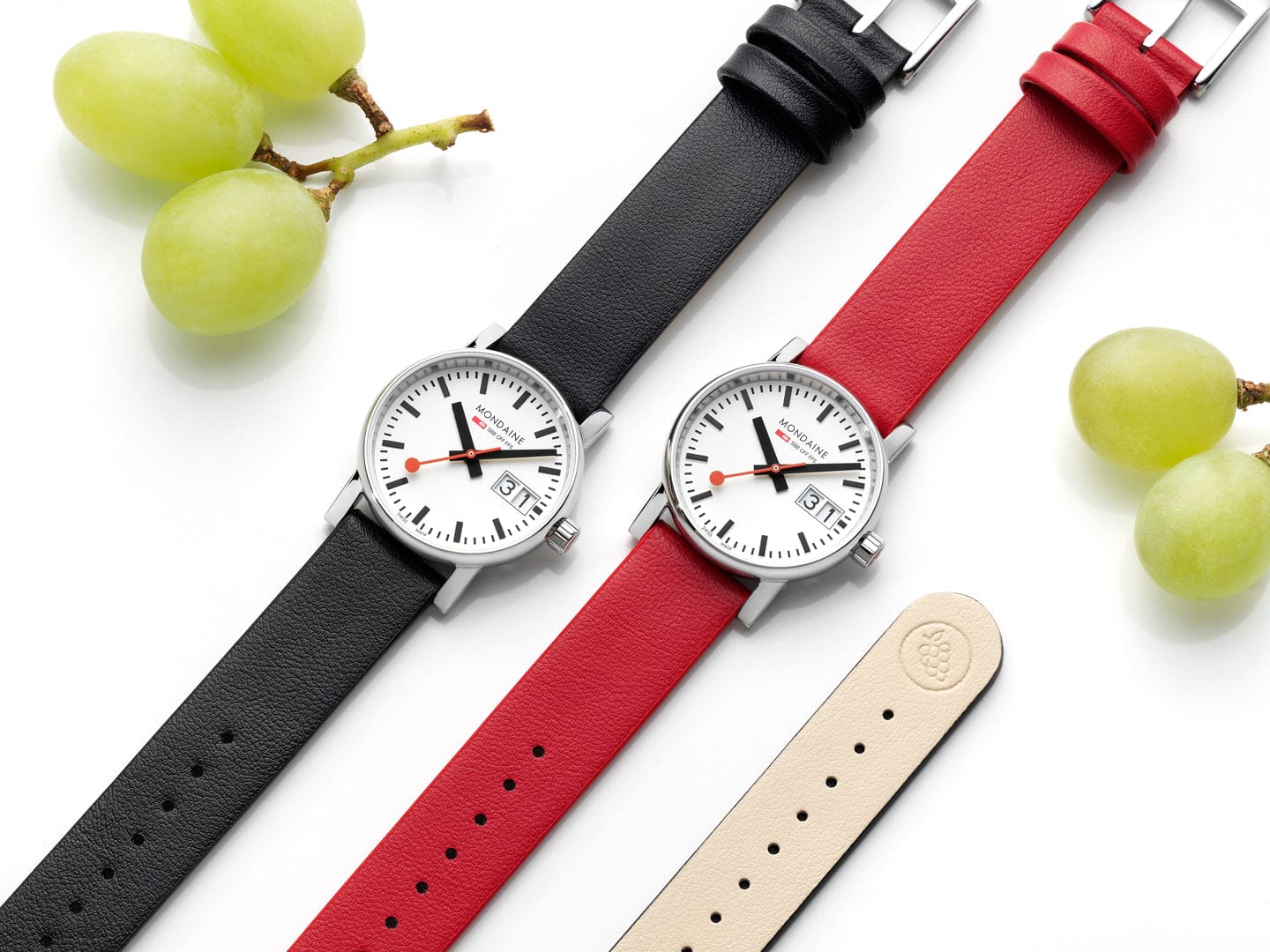 Mondaine EVO2 Women's Watch, Polished Steel, 30 mm, Red Vegan Grape Leather Strap - Image 11