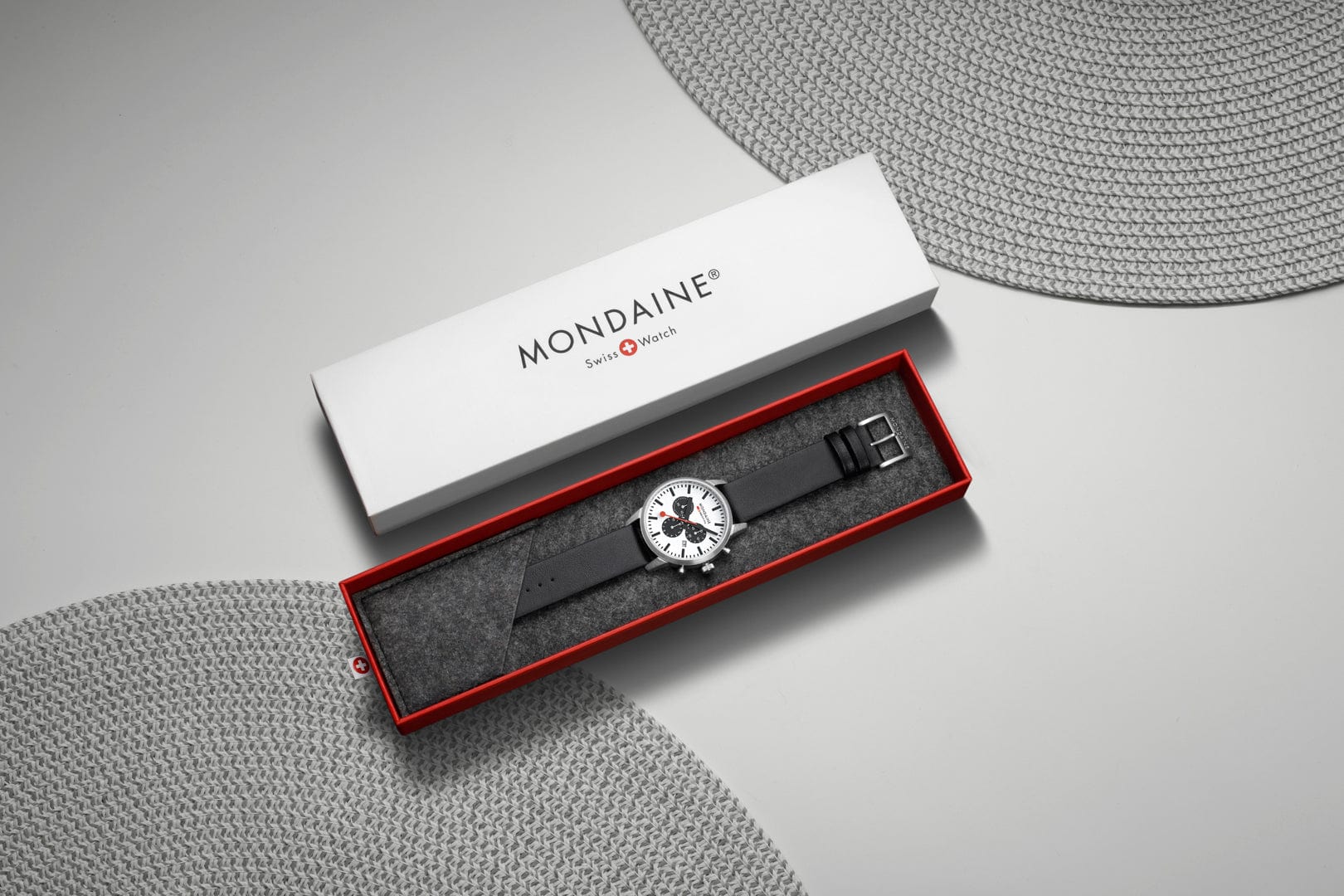 Mondaine NEO, Black Vegan Grape Leather, 41 mm Chronograph Men's Watch - Image 11