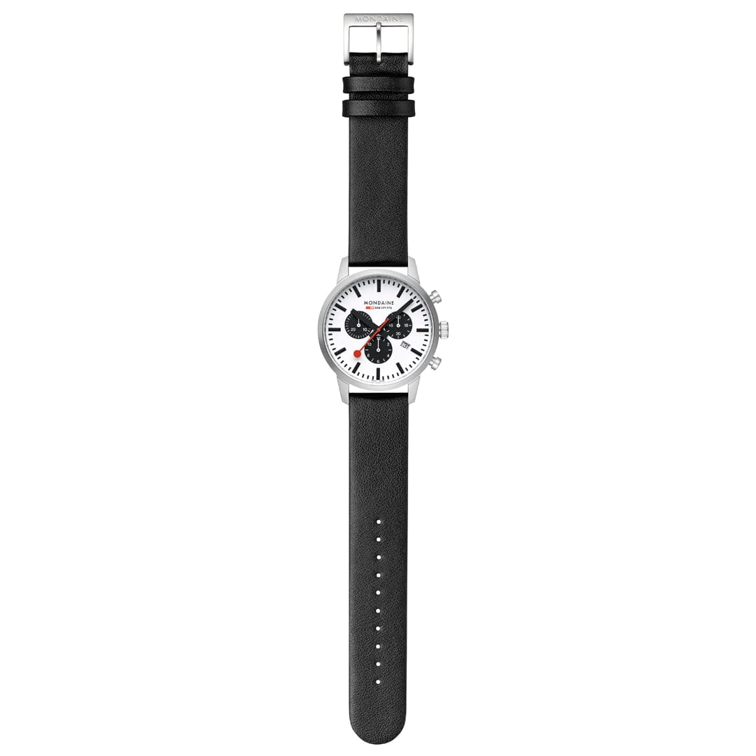 Mondaine NEO, Black Vegan Grape Leather, 41 mm Chronograph Men's Watch - Image 5