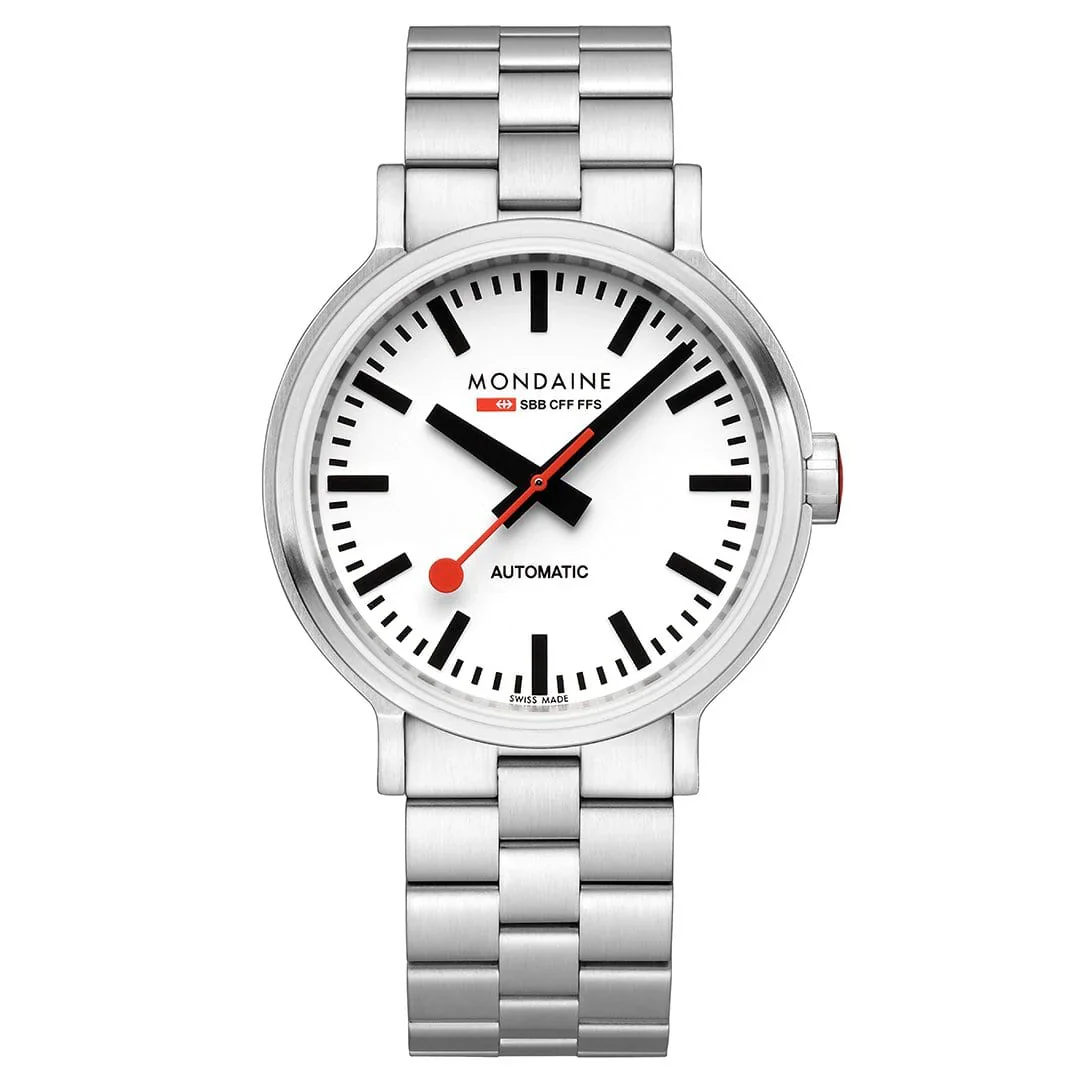 Mondaine Original Automatic Automatic Movement, Stainless Steel Strap, 41 mm