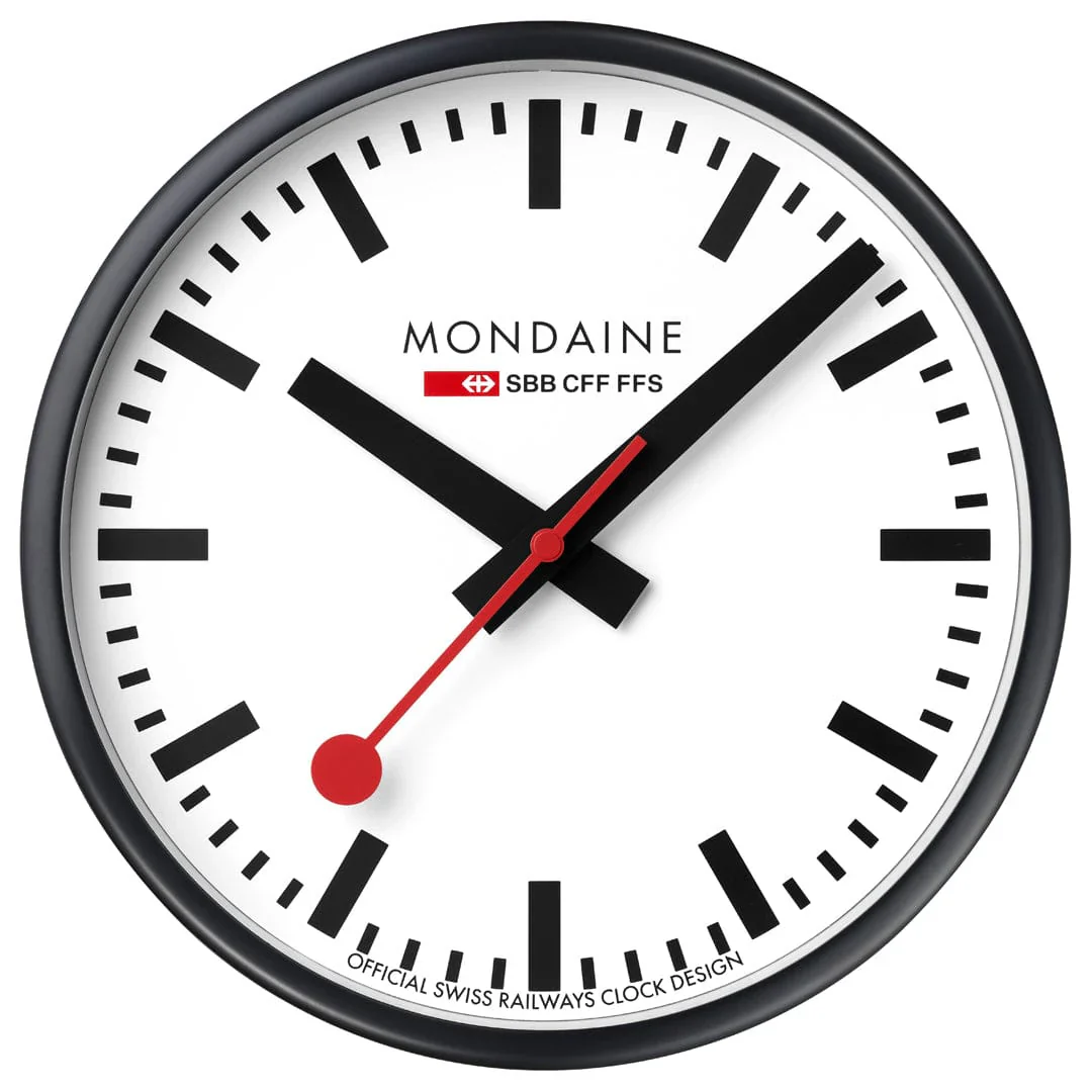 Mondaine Wall Clock Black/White 25 cm